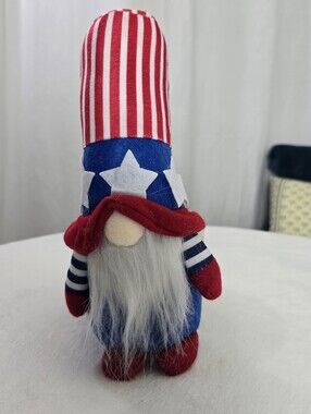 Patriotic Red White & Blue Plush Gnome Figurine